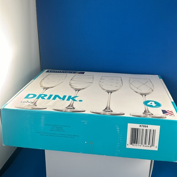 4 Pc Luminarc Soho Fluted Champagne Mix Set Clear Cut  Glass Etched Design NEW! - Picture 12 of 12